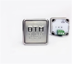 Кнопка приказа квадратная. Cимвол: отмена; код Брайля: имеется; материалы: нержавеющая сталь, алюминий, пластик; подсветка: нет; установочное место: 32,5 мм.