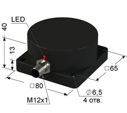 Индуктивный датчик, Sn 45 мм, не заподлицо, NPN, замыкающий, NO, -25...+75 °C, 10...30 V DC, разъем/М12/4-конт.