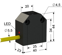 Индуктивный датчик, Sn 5 мм, заподлицо, PNP, размыкающий, NC, -25...+75 °C, 10...30 V DC, кабель ПВХ 5,5 мм/3x0,35/ 2 м.