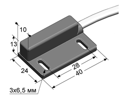 Магниточувствительный датчик с герконом, Sn 10 мм, не заподлицо, -25...+75 °C, кабель ПВХ 3,7х5,9 мм/2x0,5/ 0,3 м.
