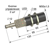 Емкостный датчик, М30, L-130 мм, Sn 8 мм, заподлицо, переключающий, NO+NC, -25...+75 °C, ~90...250 V, 45...65 Гц АС / -90...250 V DC, кабель ПВХ 7,5 мм/5x0,75/ 2 м.
