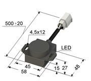 Индуктивный датчик, Sn 12 мм, заподлицо, PNP, замыкающий, NO, -40...+70 °C, 10...30 V DC, разъем 502203.