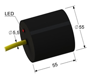 Индуктивный датчик, L-55 мм, Sn 20 мм, заподлицо, NPN, замыкающий, NO, -25...+70 °C, 10...30 V DC, кабель ПВХ 5,5 мм/3x0,35/ 2 м.