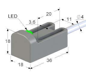 Серия индуктивных датчиков PSN04 в прямоугольном корпусе 18х18х36 мм